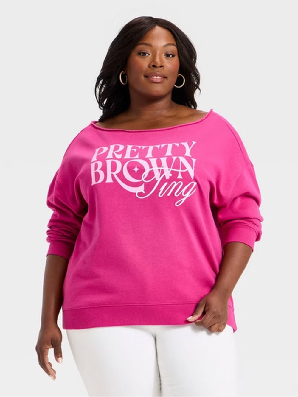 Legendary roots oversized Pink Off Shoulder 'Pretty Brown Ting’ Sweater size XL